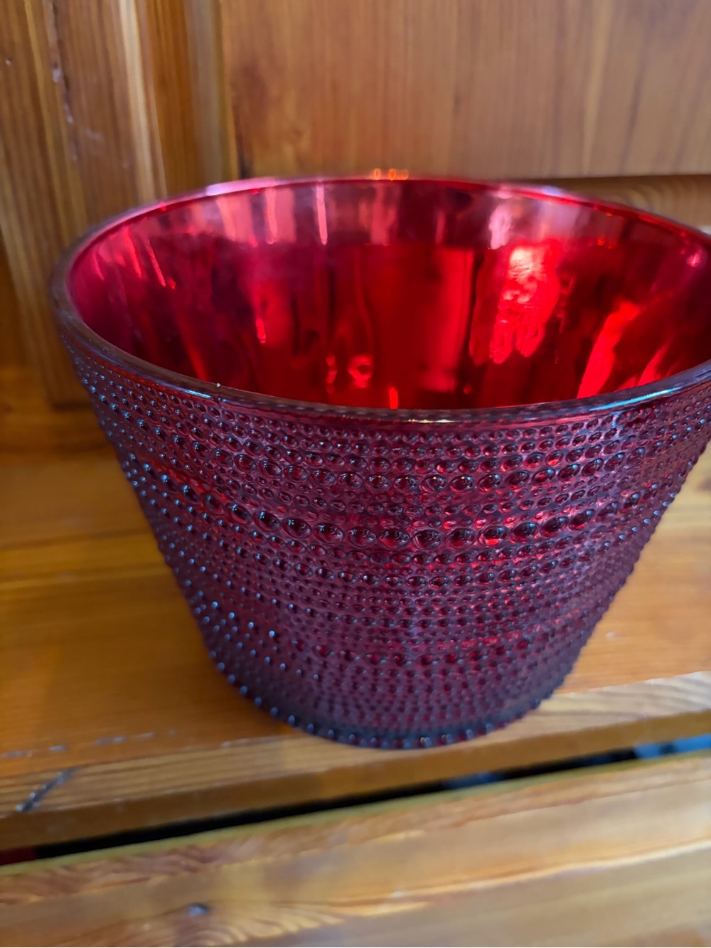 Red Textured Glass Decorative Bowl - Home Accents